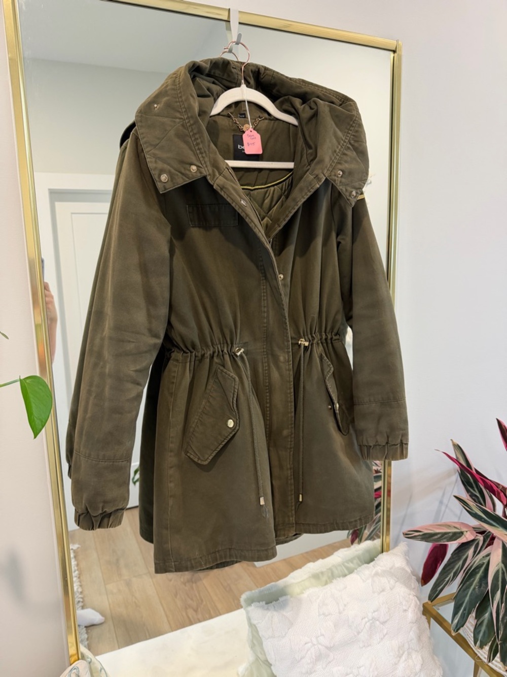bebe Olive Utility Hooded Jacket
